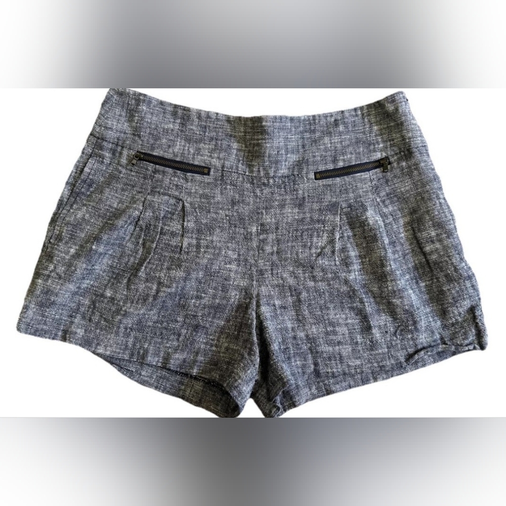 LOFT Gray Blue High Waist Shorts with Textured Fabric Size 2